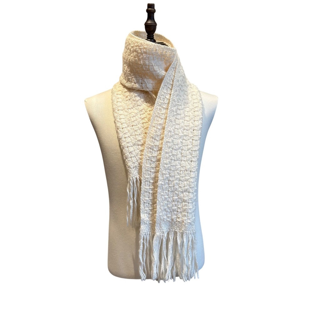 Manifattura Almar Scarf Unisex OS Cream Wool Blend Basketweave Made in Italy